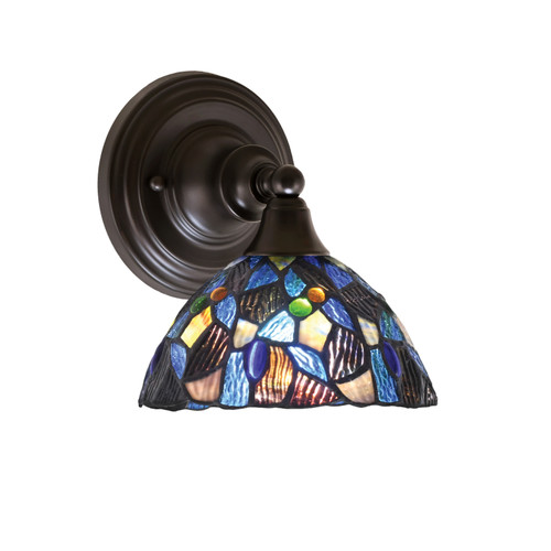 Wall Sconce, Espresso Finish, 7" Blue Mosaic Art Glass (40-ES-9955)