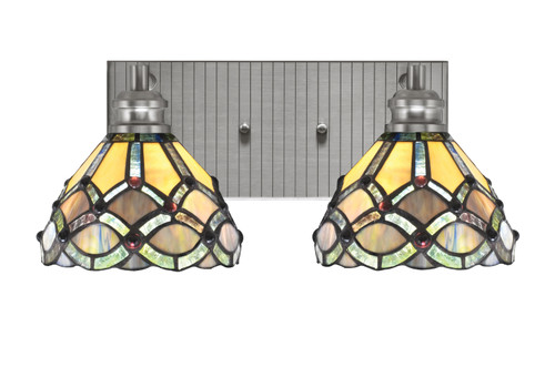 Edge 2 Light Bath Bar, Brushed Nickel Finish, 7" Grand Merlot Art Glass (1162-BN-9435)