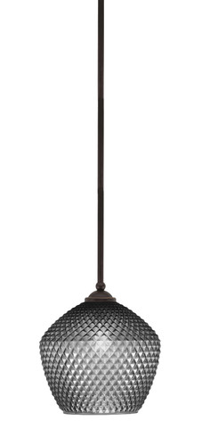 Zilo Stem Hung Mini Pendant, Dark Granite Finish, 9" Smoke Textured Glass (560-DG-4922)