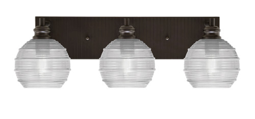 Edge 3 Light Bath Bar, Espresso Finish, 6" Clear Ribbed Glass (1163-ES-5110)