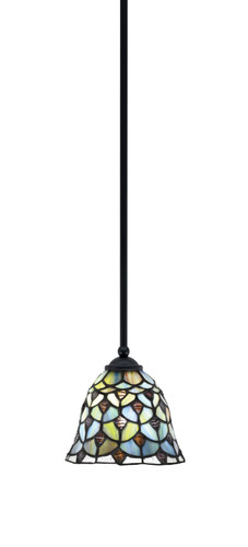 Zilo Stem Mini Pendant, Matte Black Finish, 7" Crescent Art Glass (560-MB-9965)