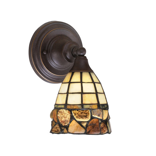 Wall Sconce, Dark Granite Finish, 7" Cobblestone Art Glass (40-DG-9735)