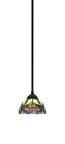 Zilo Stem Mini Pendant, Matte Black Finish, 7" Pavo Art Glass  (560-MB-9425)