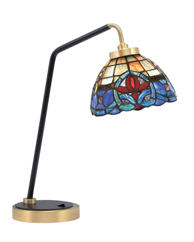 Desk Lamp, Matte Black & New Age Brass Finish, 7" Sierra Art Glass (59-MBNAB-9355)