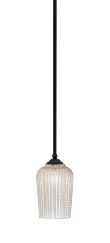 Zilo Stem Mini Pendant, Matte Black Finish, 5" Silver Textured Glass (560-MB-4253)