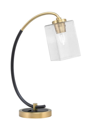 Desk Lamp, Matte Black & New Age Brass Finish, 4" Square Clear Bubble Glass (57-MBNAB-530)