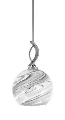 Cavella Stem Hung Mini Pendant, Graphite Finish, 9.5" Onyx Swirl Glass  (3901-GP-4359)