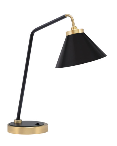 Desk Lamp, Matte Black & New Age Brass Finish, 7" Matte Black Cone Metal Shade (59-MBNAB-421-MB)