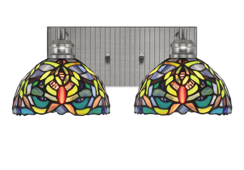 Edge 2 Light Bath Bar, Brushed Nickel Finish, 7" Kaleidoscope Art Glass (1162-BN-9905)