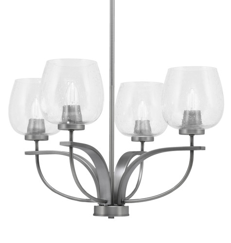 Cavella 4 Light, Uplight, Chandelier, Graphite Finish, 6" Clear Bubble Glass (3904-GP-4810)