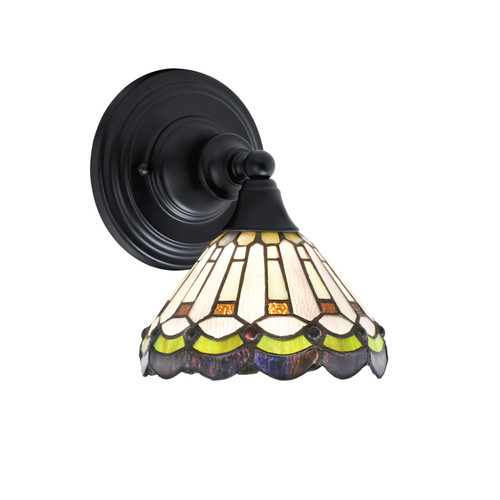 Wall Sconce, Matte Black Finish, 7" Cyprus Art Glass (40-MB-9395)