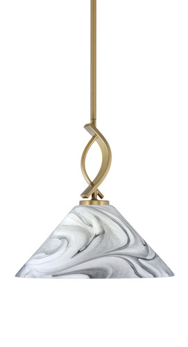 Cavella Stem Hung Mini Pendant, New Age Brass Finish, 12" Onyx Swirl Glass  (3901-NAB-2129)