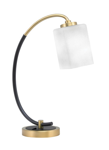 Desk Lamp, Matte Black & New Age Brass Finish, 4" Square White Muslin Glass (57-MBNAB-531)