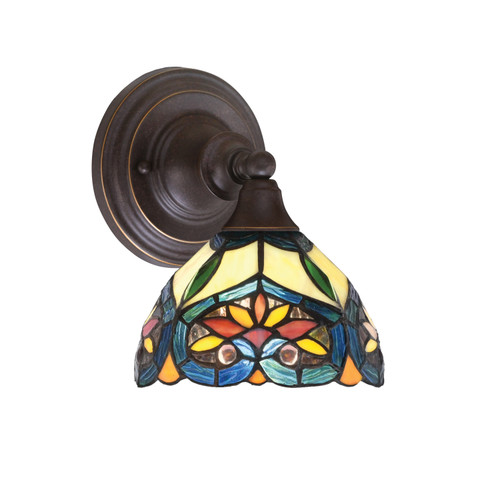 Wall Sconce, Dark Granite Finish, 7" Pavo Art Glass (40-DG-9425)