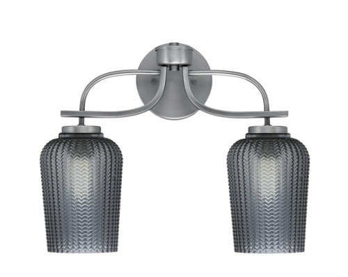 Cavella 2 Light Bath Bar, Graphite Finish, 5" Smoke Textured Glass  (3912-GP-4252)