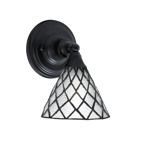 Wall Sconce, Matte Black Finish, 7" Diamond Ice Art Glass (40-MB-9185)