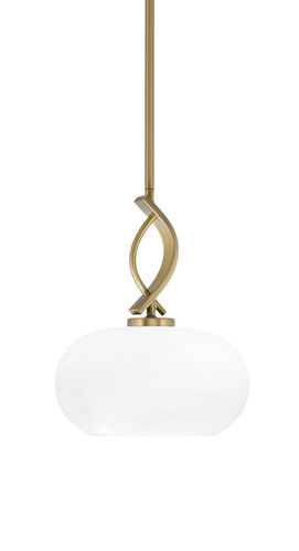 Cavella Stem Hung Mini Pendant, New Age Brass Finish, 10" White Muslin Glass  (3901-NAB-214)