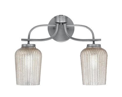 Cavella 2 Light Bath Bar, Graphite Finish, 5" Silver Textured Glass  (3912-GP-4253)