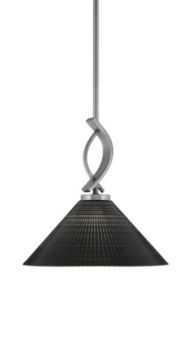 Cavella Stem Hung Mini Pendant, Graphite Finish, 12" Black Matrix Glass  (3901-GP-4009)