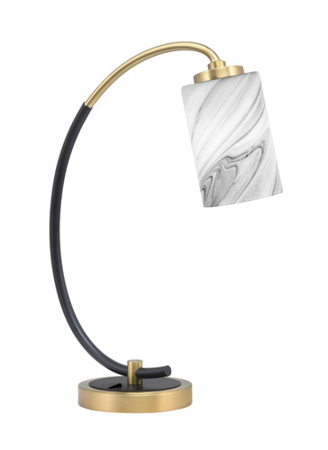 Desk Lamp, Matte Black & New Age Brass Finish, 4" Onyx Swirl Glass (57-MBNAB-3009)