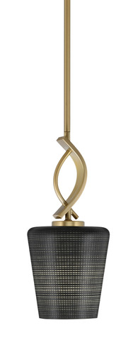 Cavella Stem Hung Mini Pendant, New Age Brass Finish, 6" Black Matrix Glass (3901-NAB-4039)