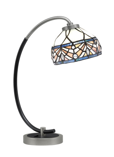 Desk Lamp, Graphite & Matte Black Finish, 7" Royal Merlot Art Glass (57-GPMB-9485)