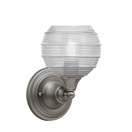 Wall Sconce, Brushed Nickel Finish, 6" Clear Ribbed Glass (40-BN-5110)