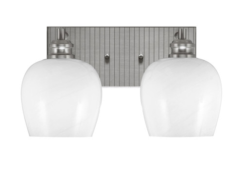 Edge 2 Light Bath Bar, Brushed Nickel Finish, 6" White Marble Glass (1162-BN-4811)