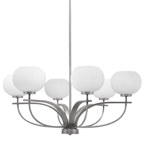 Cavella 6 Light, Uplight, Chandelier, Graphite Finish, 7" White Muslin Glass  (3906-GP-212)