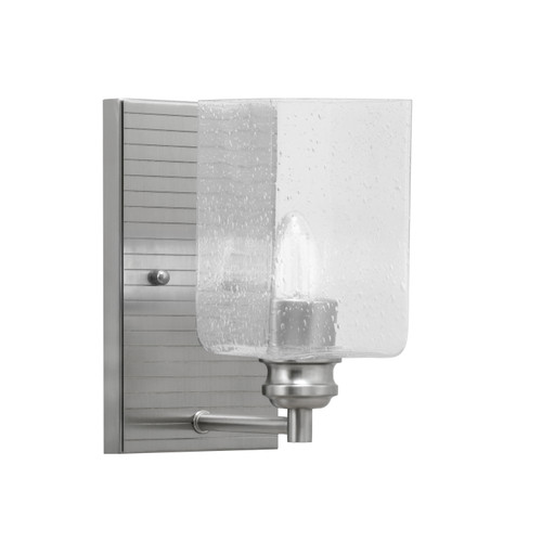 Edge Wall Sconce, Brushed Nickel Finish, 4" Square Clear Bubble Glass (1161-BN-530)