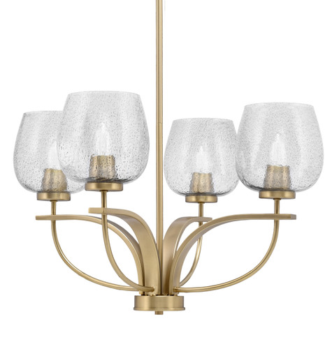 Cavella 4 Light, Uplight, Chandelier, New Age Brass Finish, 6" Smoke Bubble Glass  (3904-NAB-4812)