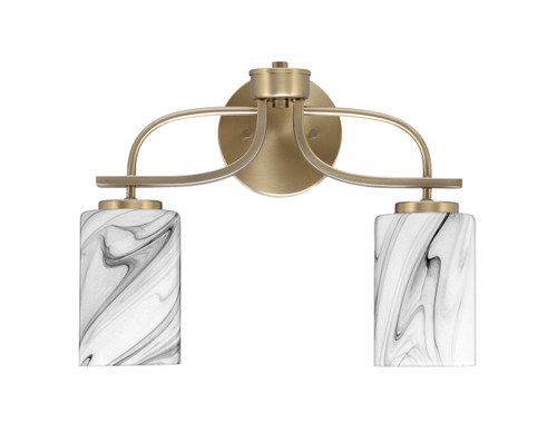 Cavella 2 Light Bath Bar, New Age Brass Finish, 4" Onyx Swirl Glass (3912-NAB-3009)