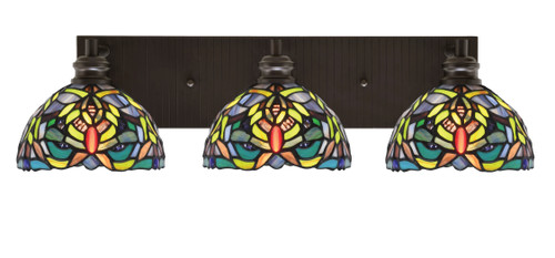 Edge 3 Light Bath Bar, Espresso Finish, 7" Kaleidoscope Art Glass (1163-ES-9905)