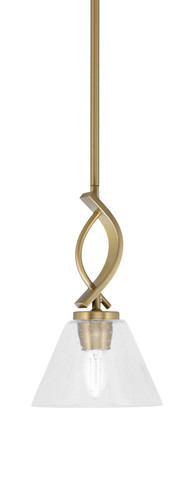 Cavella Stem Hung Mini Pendant, New Age Brass Finish, 12" Clear Bubble Glass  (3901-NAB-306)