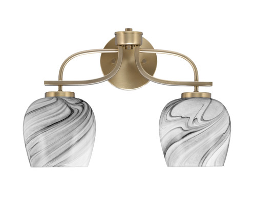 Cavella 2 Light Bath Bar, New Age Brass Finish, 6" Onyx Swirl Glass (3912-NAB-4819)