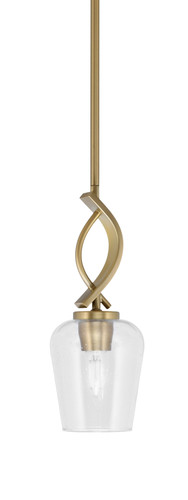 Cavella Stem Hung Mini Pendant, New Age Brass Finish, 5" Clear Bubble Glass (3901-NAB-210)