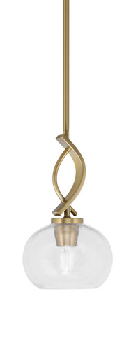 Cavella Stem Hung Mini Pendant, New Age Brass Finish, 7" Clear Bubble Glass (3901-NAB-202)
