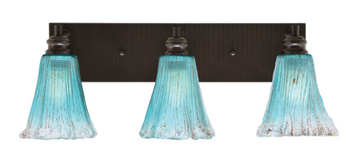 Edge 3 Light Bath Bar, Espresso Finish,  5.5" Fluted Teal Crystal Glass (1163-ES-725)