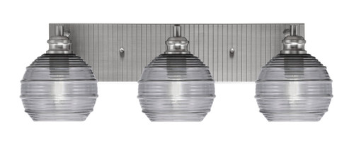 Edge 3 Light Bath Bar, Brushed Nickel Finish, 6" Smoke Ribbed Glass (1163-BN-5112)