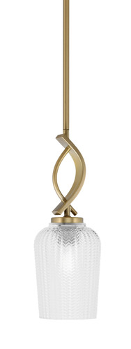 Cavella Stem Hung Mini Pendant, New Age Brass Finish, 5" Clear Textured Glass  (3901-NAB-4250)