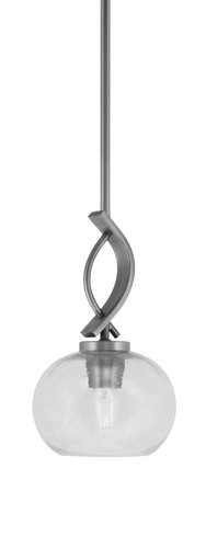 Cavella Stem Hung Mini Pendant, Graphite Finish, 7" Clear Bubble Glass (3901-GP-202)