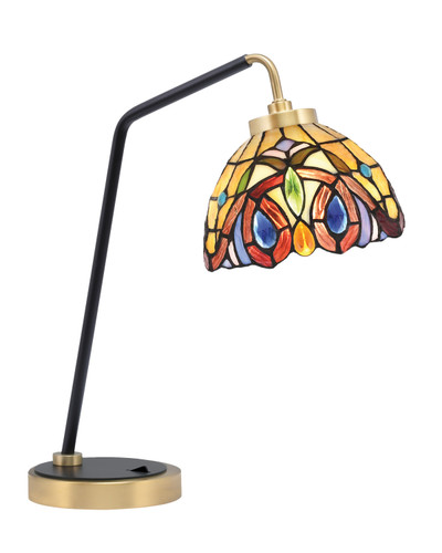 Desk Lamp, Matte Black & New Age Brass Finish, 7" Lynx Art Glass (59-MBNAB-9445)