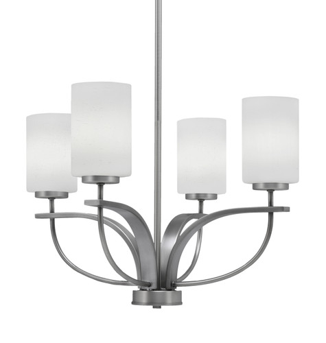 Cavella 4 Light, Uplight, Chandelier, Graphite Finish, 4" White Muslin Glass  (3904-GP-310)