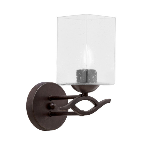 Revo 1 Light Wall Sconce, Dark Granite Finish, 4" Square Clear Bubble Glass (141-DG-530)