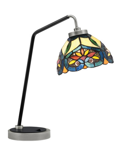 Desk Lamp, Graphite & Matte Black Finish, 7" Pavo Art Glass (59-GPMB-9425)