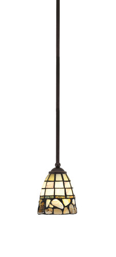 Zilo Stem Hung Mini Pendant, Dark Granite Finish, 7" Cobblestone Art Glass (560-DG-9735)