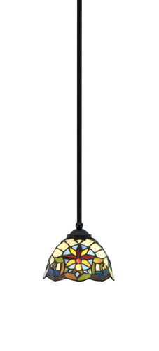 Zilo Stem Mini Pendant, Matte Black Finish, 7" Earth Star Art Glass (560-MB-9365)