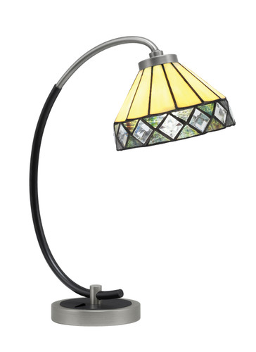 Desk Lamp, Graphite & Matte Black Finish, 7" Diamond Peak Art Glass (57-GPMB-9405)