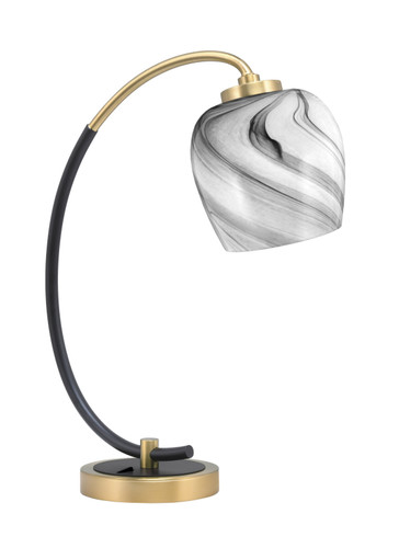 Desk Lamp, Matte Black & New Age Brass Finish, 6" Onyx Swirl Glass (57-MBNAB-4819)