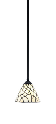 Zilo Stem Mini Pendant, Matte Black Finish, 7" Sandhill Art Glass (560-MB-9115)